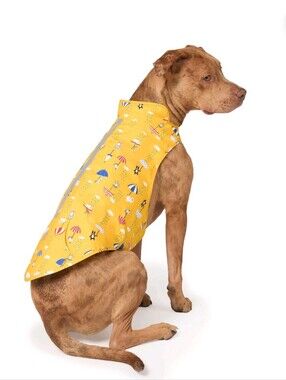 Free Country Yellow Umbrella Print Waterproof Dog Raincoat